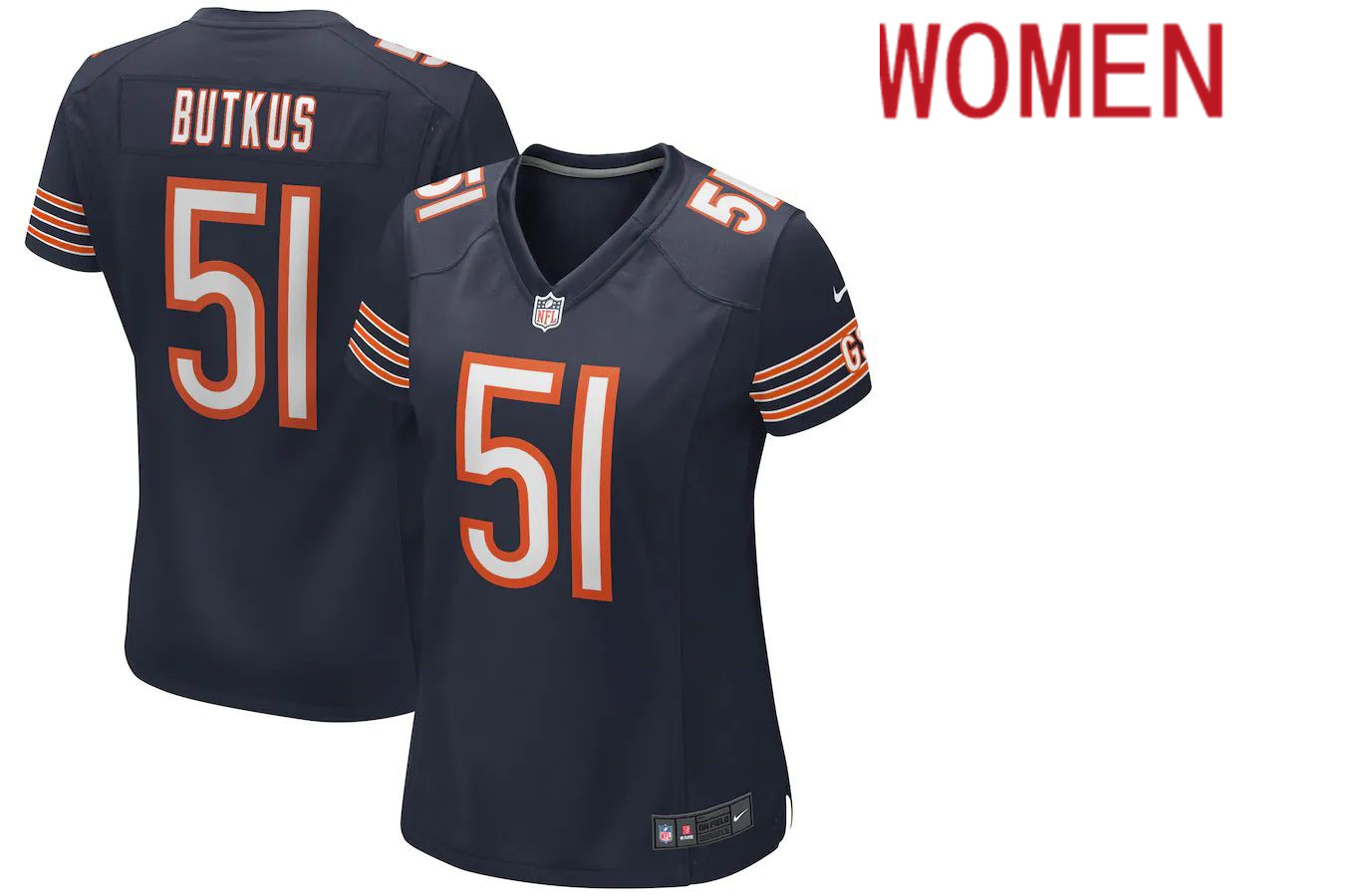 Women Chicago Bears #51 Dick Butkus Nike Navy Game Retired Player NFL Jersey->women nfl jersey->Women Jersey